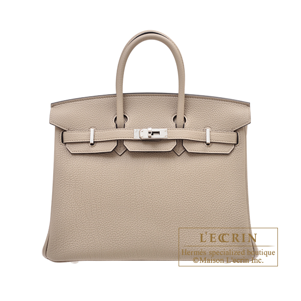 Hermes　Birkin bag 25　Gris tourterelle　Togo leather　Silver hardware
