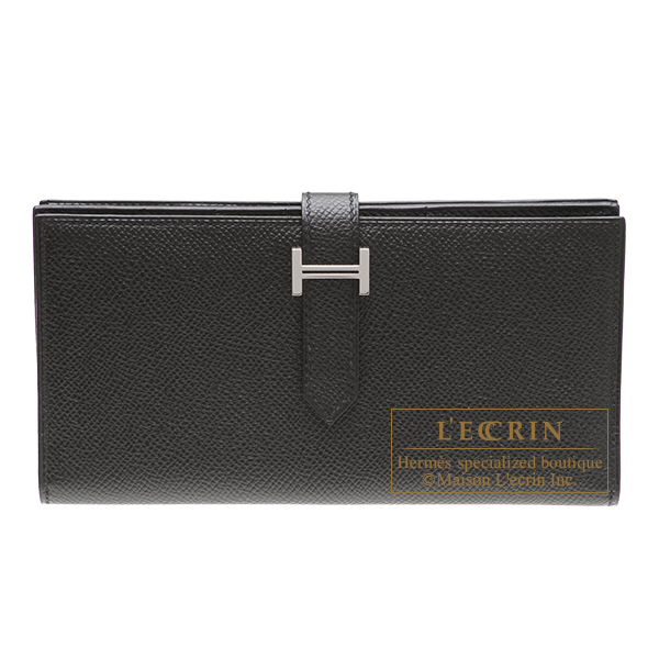 Hermes　Bearn Soufflet　Black　Epsom leather　Silver hardware