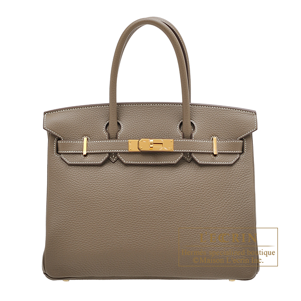 Hermes　Birkin bag 30　Etoupe grey　Clemence leather　Gold hardware
