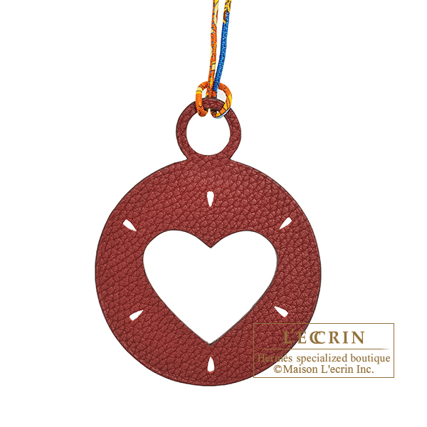 Hermes　Petit H　Heart Charm　Dark red/　Green　Clemence leather/　Epsom leather