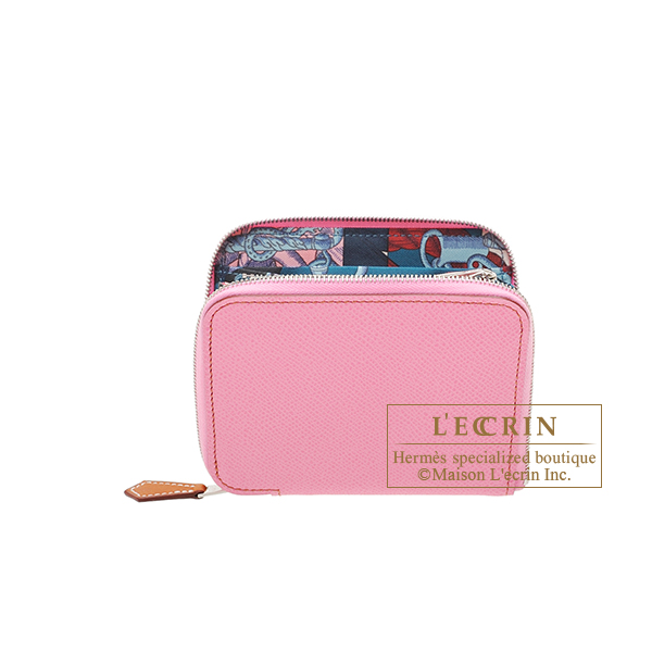 Hermes　Azap　Silk In Compact　Pink/　Colvert　Epsom leather/　Silk　Silver hardware