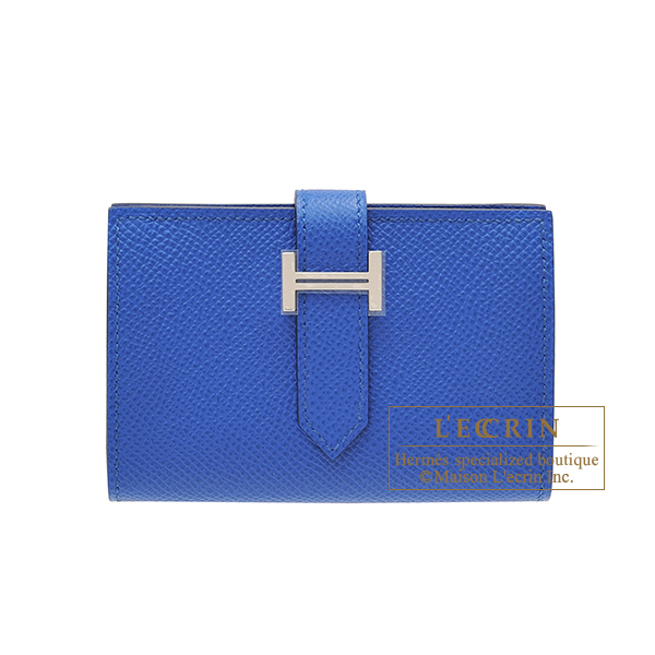 Hermes　Bearn Mini wallet　Blue france　Epsom leather　Silver hardware