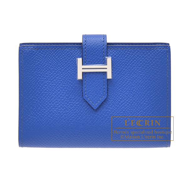 Hermes　Bearn card case　Blue france　Epsom leather　Silver hardware