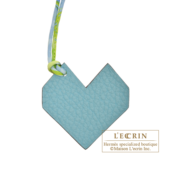Hermes　Petit H　Heart Charm　Light blue/Red　Leather