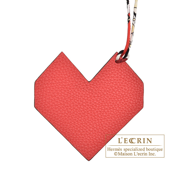 Hermes　Petit H　Heart Charm　Red/Grey　Leather