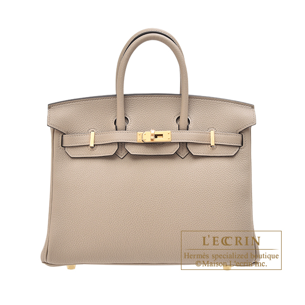 Hermes　Birkin bag 25　Gris tourterelle　Togo leather　Gold hardware