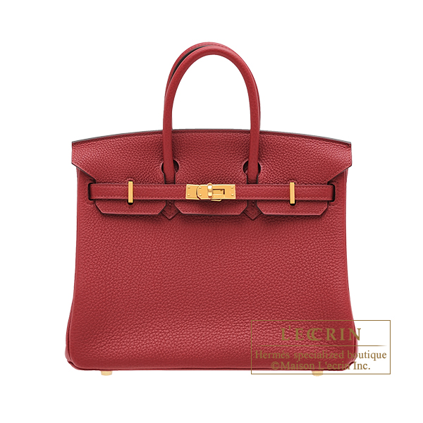 Hermes　Birkin bag 25　Rouge grenat　Togo leather　Gold hardware