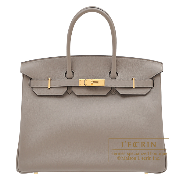 Hermes　Birkin bag 35　Gris asphalt　Novillo leather　Gold hardware