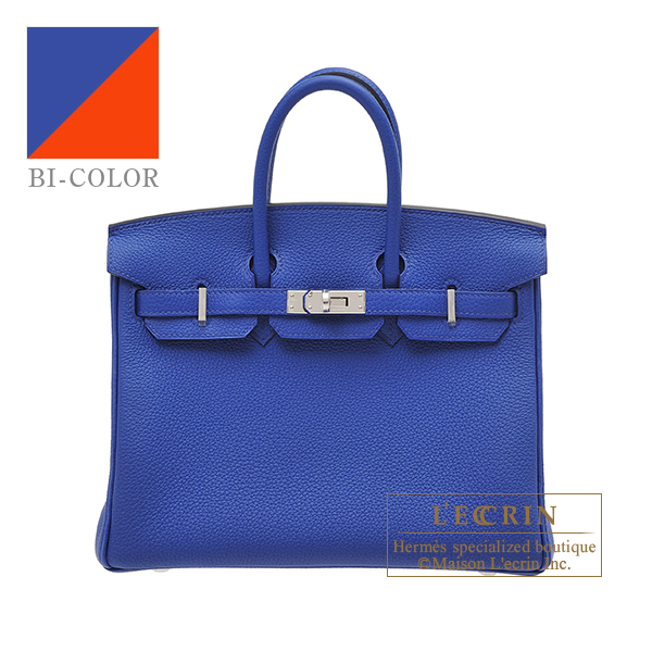 Hermes　Birkin Verso bag 25　Blue royal/　Capucine　Togo leather　Silver hardware
