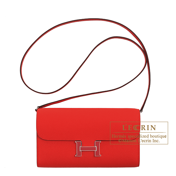 Hermes　Constance Long To Go　Rouge coeur　Epsom leather　Silver hardware