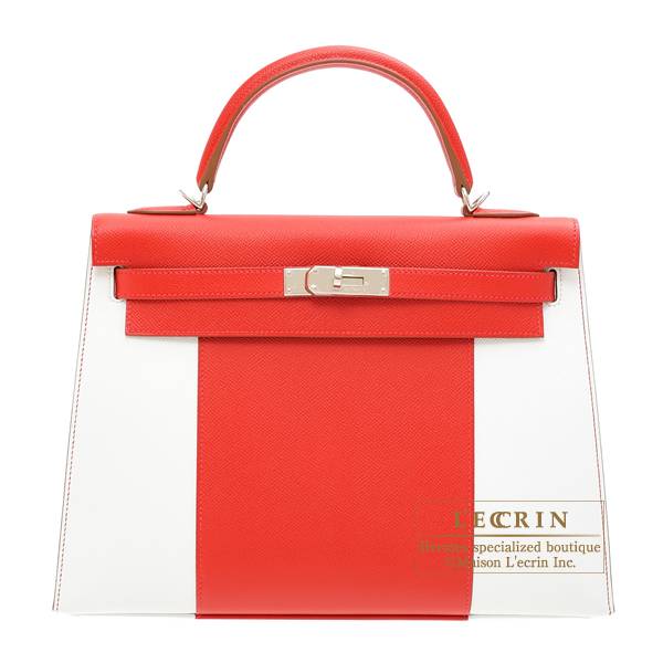 Discipline Closely his Hermes Kelly Flag bag 32 Sellier Rouge casaque/White Epsom leather Silver  hardware | L'ecrin Boutique Tokyo
