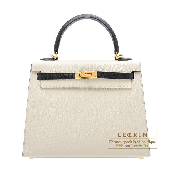 Waterfront A central tool that plays an important role majority Hermes Personal Kelly bag 25 Sellier Craie/Black Epsom leather Gold  hardware | L'ecrin Boutique Tokyo