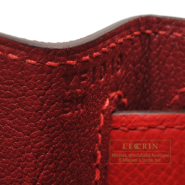 Hermes　Kelly Verso bag 28　Sellier　Rouge coeur/　Rouge grenat　Epsom leather　Silver hardware