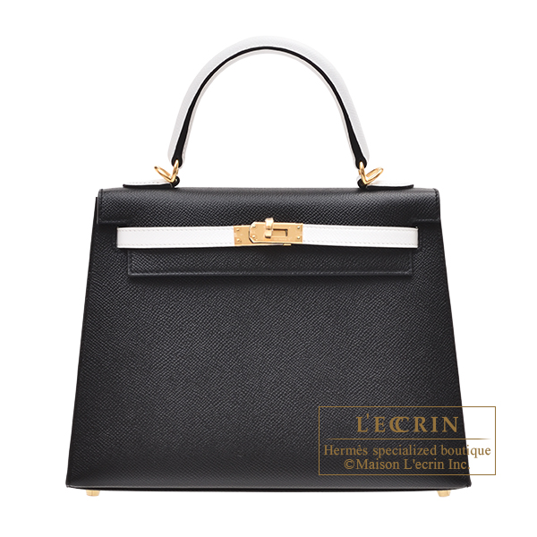 Hermes　Personal Kelly bag 25　Sellier　Black/　White　Epsom leather　Gold hardware