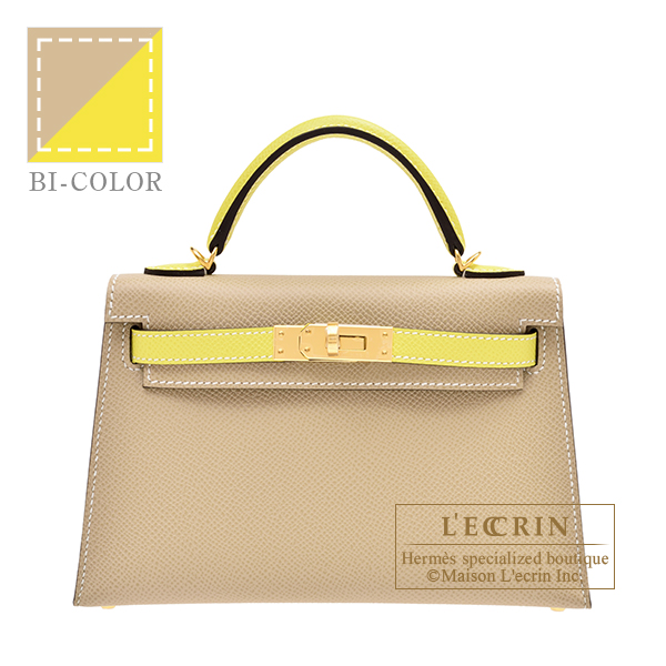 Hermes　Personal Kelly bag mini　Sellier　Trench/　Lime　Epsom leather　Gold hardware