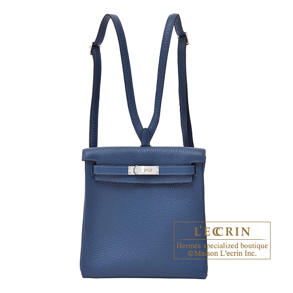 Hermes　Kelly Ado PM　Deep blue　Clemence leather　Silver hardware
