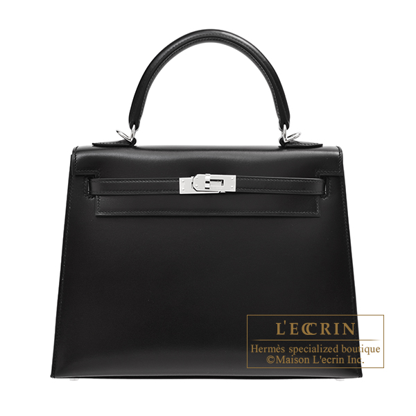 Hermes　Kelly bag 25　Sellier　Black　Box calf leather　Silver hardware