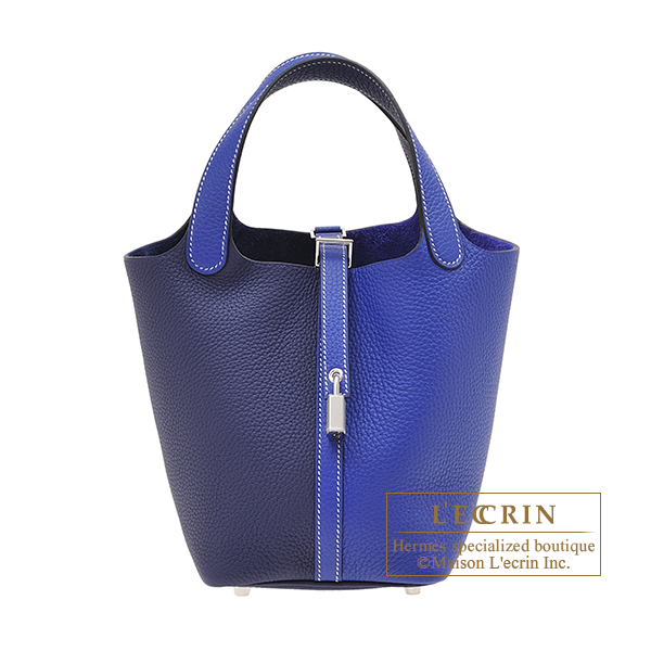 Hermes　Picotin Lock casaque bag PM　Blue encre/　Blue electric　Clemence leather　Silver hardware