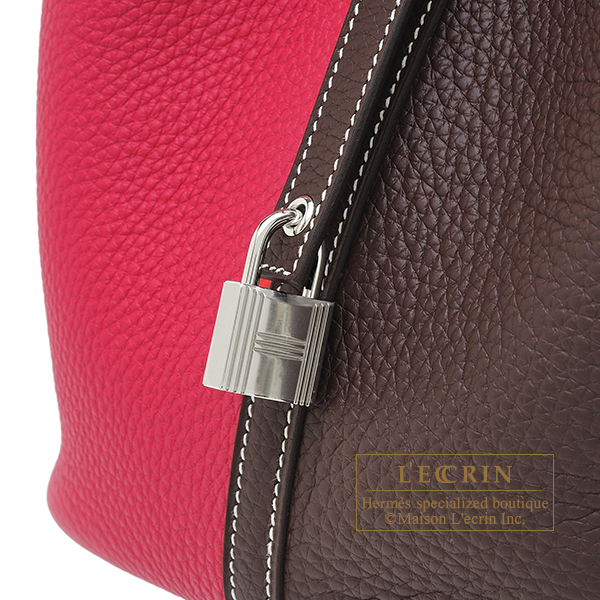 Hermes　Picotin Lock casaque bag MM　Rouge sellier/　Framboise　Clemence leather　Silver hardware