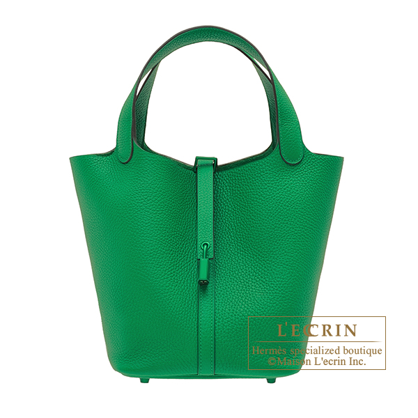 Hermes　Picotin Lock Monochrome bag MM　So-green　Bambou　Clemence leather　Green hardware