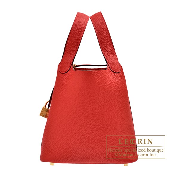 Hermes　Picotin Lock bag PM　Vermillon　Clemence leather　Gold hardware