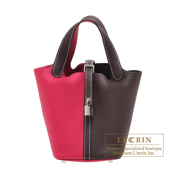 Hermes　Picotin Lock casaque bag PM　Rouge sellier/　Framboise　Clemence leather　Silver hardware