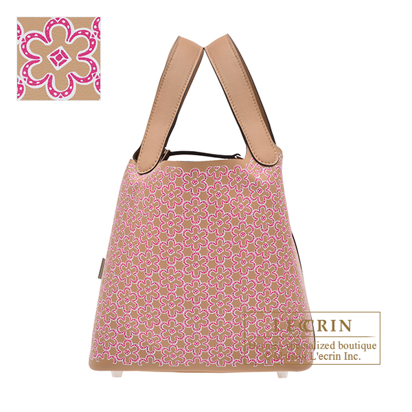 Hermes　Picotin Lock bag 18/PM　Lucky Daisy　Chai/Pink/White　Swift leather　Silver hardware