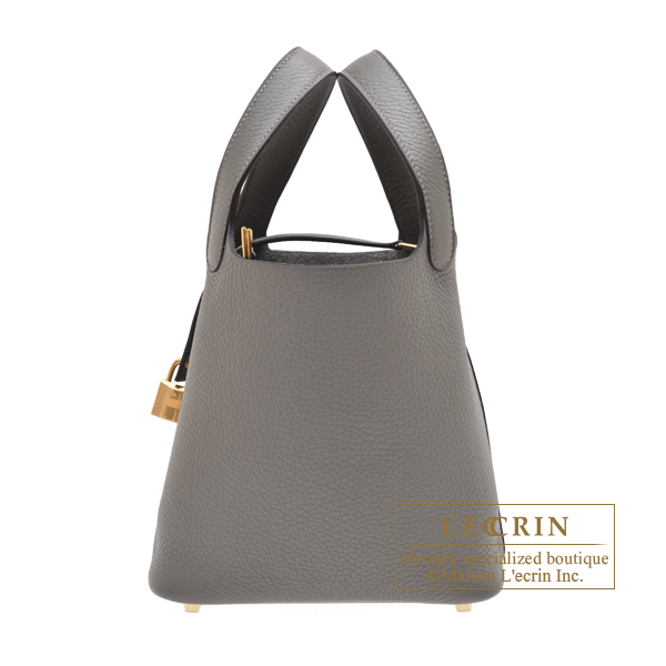 Hermes　Picotin Lock bag PM　Gris meyer　Clemence leather　Gold hardware